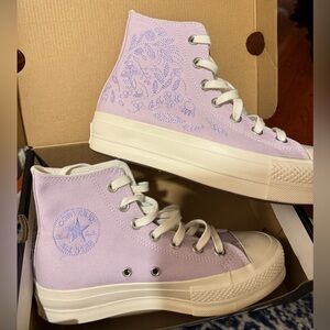 Purple platform embroidered Converse